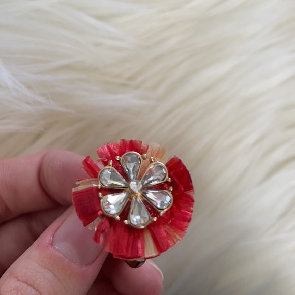 NWT Cato gold red color paper flower statement ring costume jewelry floral ring - Picture 15 of 16